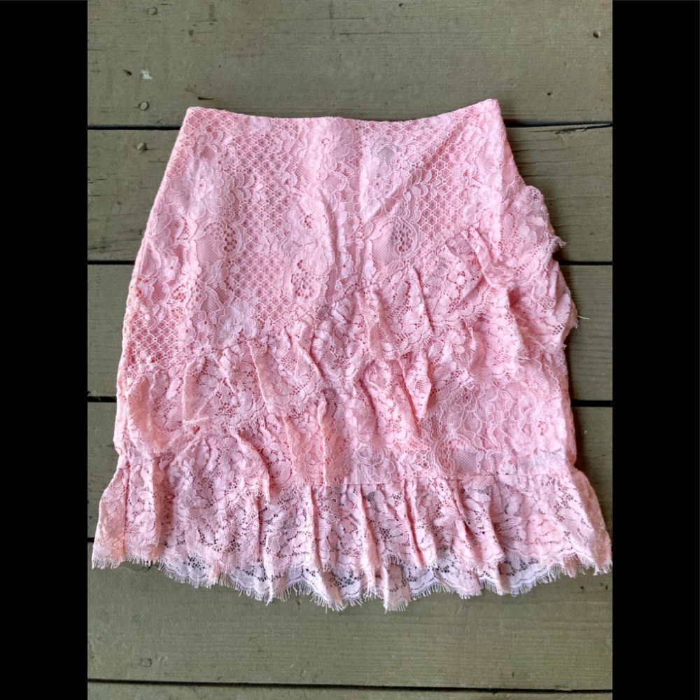 Nbd Pink Lace Ruffle Layer Skirt M